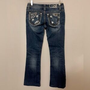 Miss Me Signature Boot Bedazzled Distressed Jeans 27